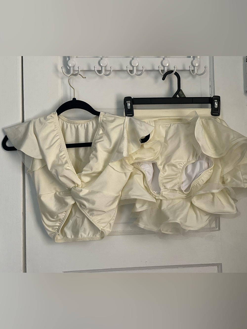 Kelle Ruffle Three -Piece Dance Costume Set - Cream adult small
